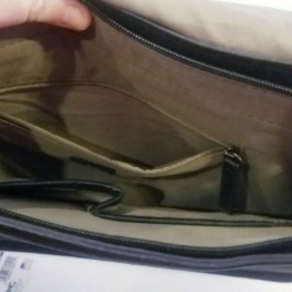 MSK Black Soft Leather Fold Over 14" Briefcase bag - Picture 8 of 8